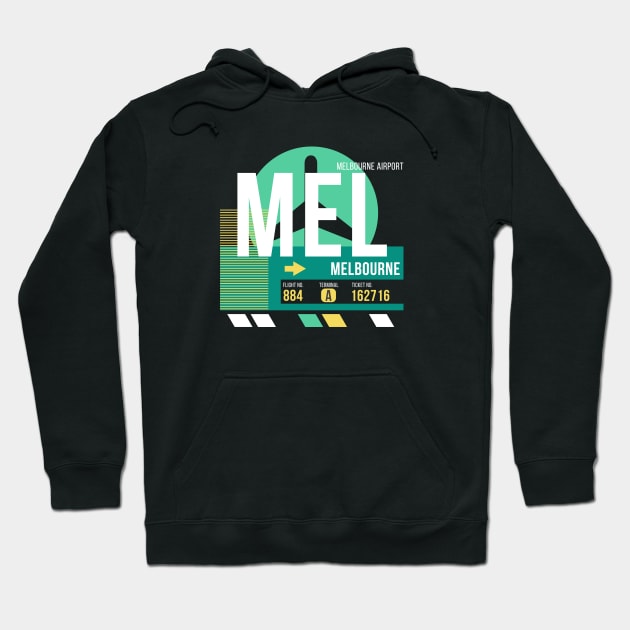 Melbourne (MEL) Airport // Retro Sunset Baggage Tag Hoodie by Now Boarding